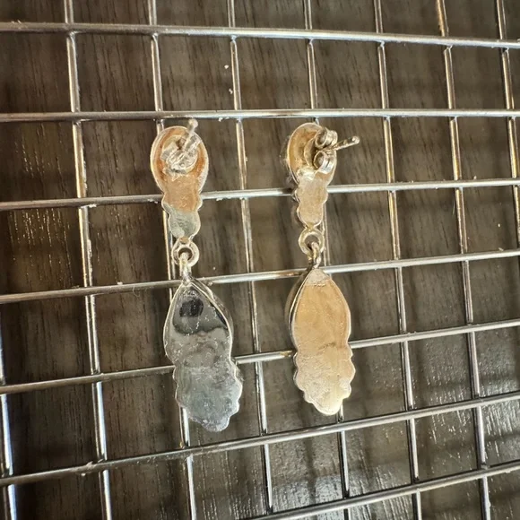 Sterling Silver Turquoise and White Buffalo Earrings - Picture 2 of 3